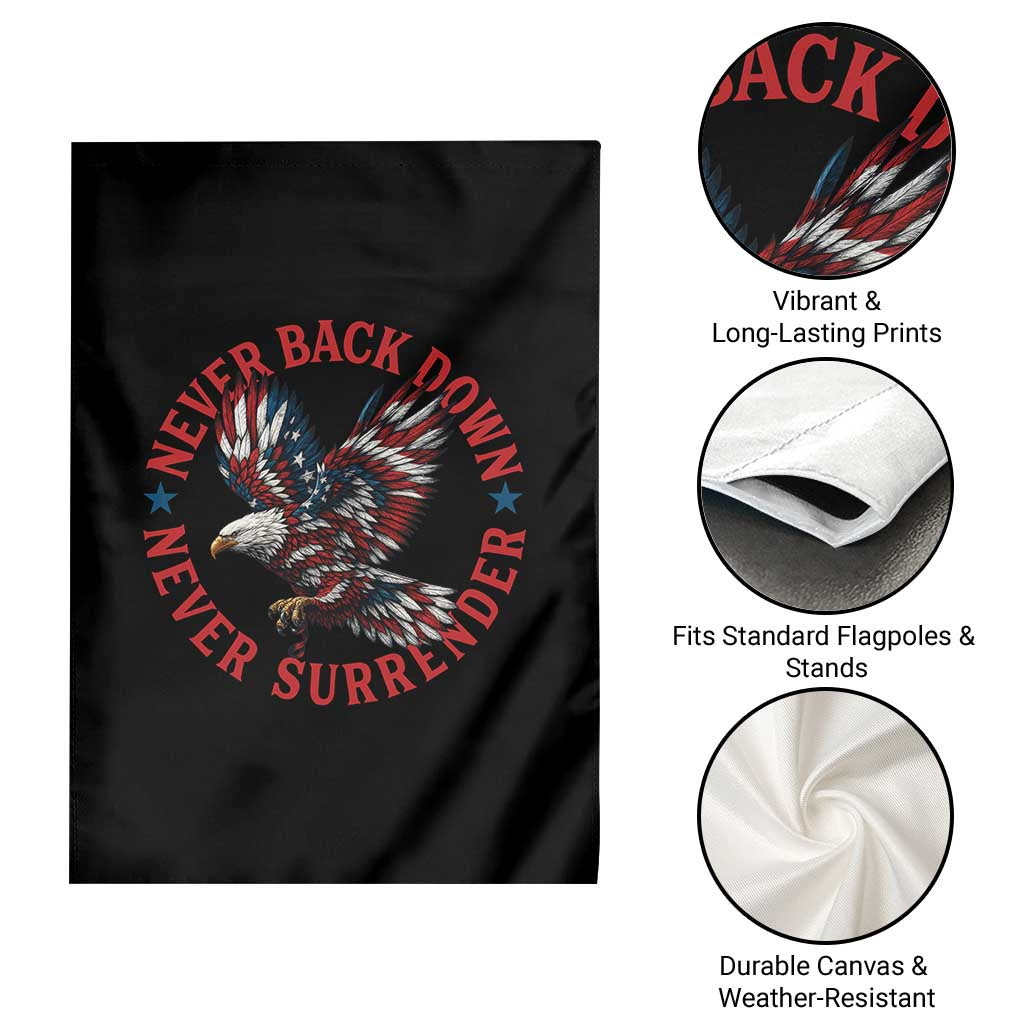 Patriotic American Eagle Graphic Garden Flag Never Back Down Never Surrender Memorial for Freedom Fighters - Wonder Print Shop
