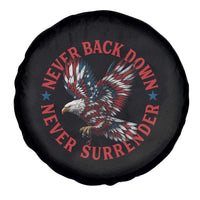 Patriotic American Eagle Graphic Spare Tire Cover Never Back Down Never Surrender Memorial for Freedom Fighters - Wonder Print Shop