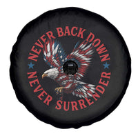 Patriotic American Eagle Graphic Spare Tire Cover Never Back Down Never Surrender Memorial for Freedom Fighters - Wonder Print Shop