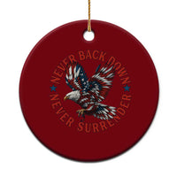 Patriotic American Eagle Graphic Ceramic Ornament Never Back Down Never Surrender Memorial for Freedom Fighters - Wonder Print Shop