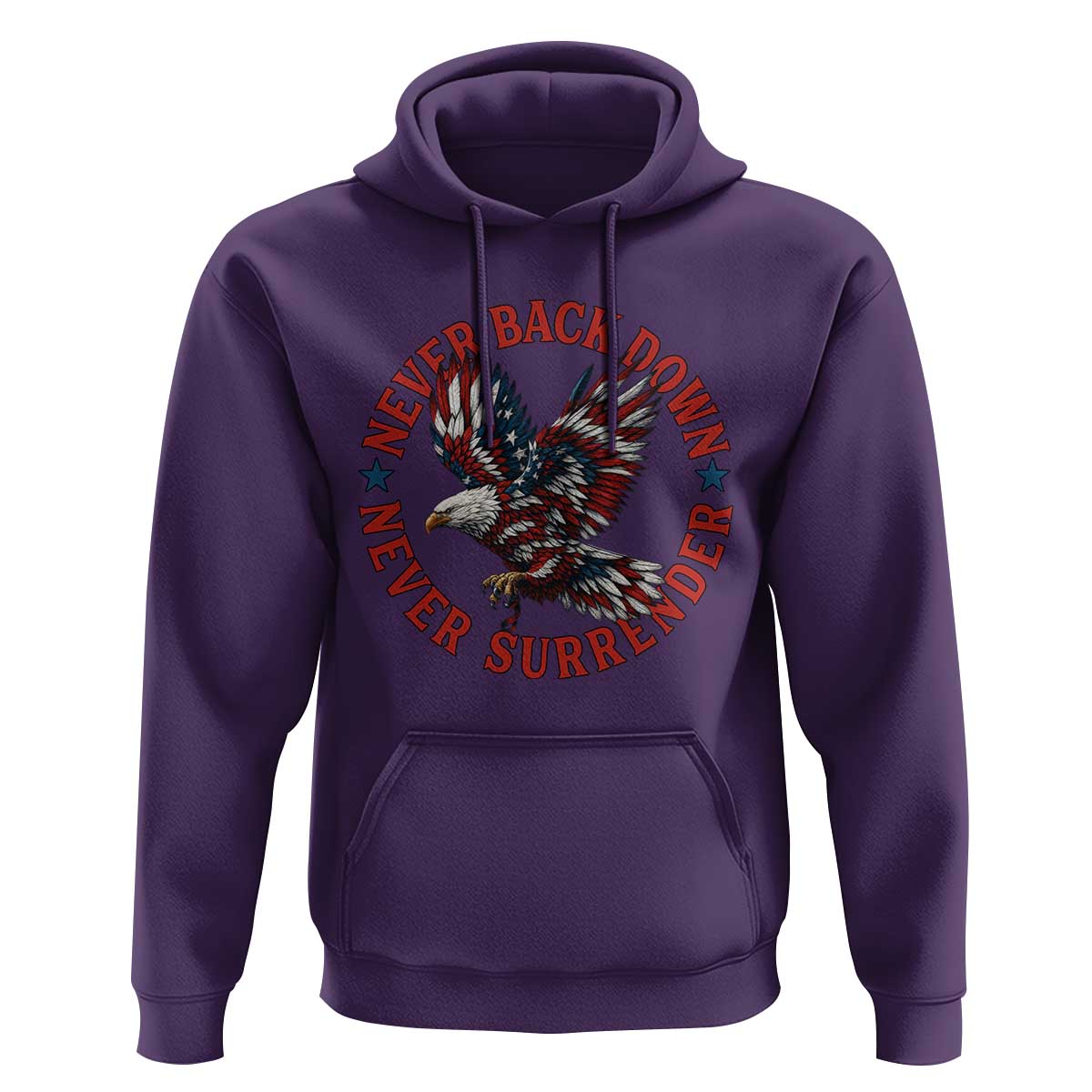 Patriotic American Eagle Graphic Hoodie Never Back Down Never Surrender Memorial for Freedom Fighters - Wonder Print Shop