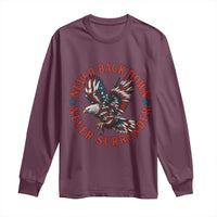 Patriotic American Eagle Graphic Long Sleeve Shirt Never Back Down Never Surrender Memorial for Freedom Fighters - Wonder Print Shop
