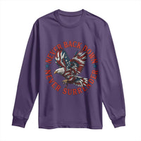 Patriotic American Eagle Graphic Long Sleeve Shirt Never Back Down Never Surrender Memorial for Freedom Fighters - Wonder Print Shop
