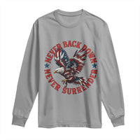 Patriotic American Eagle Graphic Long Sleeve Shirt Never Back Down Never Surrender Memorial for Freedom Fighters - Wonder Print Shop