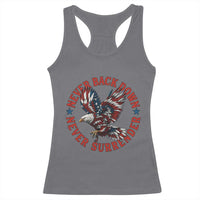 Patriotic American Eagle Graphic Racerback Tank Top Never Back Down Never Surrender Memorial for Freedom Fighters - Wonder Print Shop