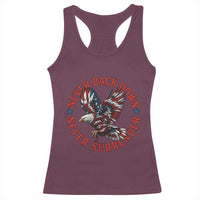 Patriotic American Eagle Graphic Racerback Tank Top Never Back Down Never Surrender Memorial for Freedom Fighters - Wonder Print Shop