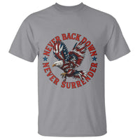 Patriotic American Eagle Graphic T Shirt Never Back Down Never Surrender Memorial for Freedom Fighters - Wonder Print Shop