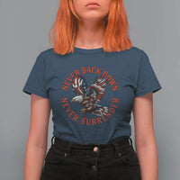 Patriotic American Eagle Graphic T Shirt For Women Never Back Down Never Surrender Memorial for Freedom Fighters - Wonder Print Shop
