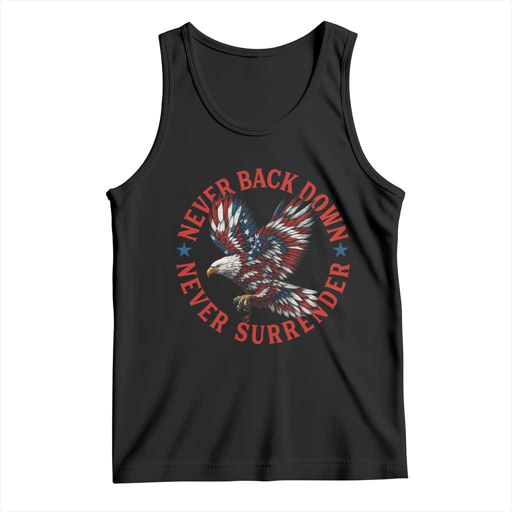 Patriotic American Eagle Graphic Tank Top Never Back Down Never Surrender Memorial for Freedom Fighters - Wonder Print Shop