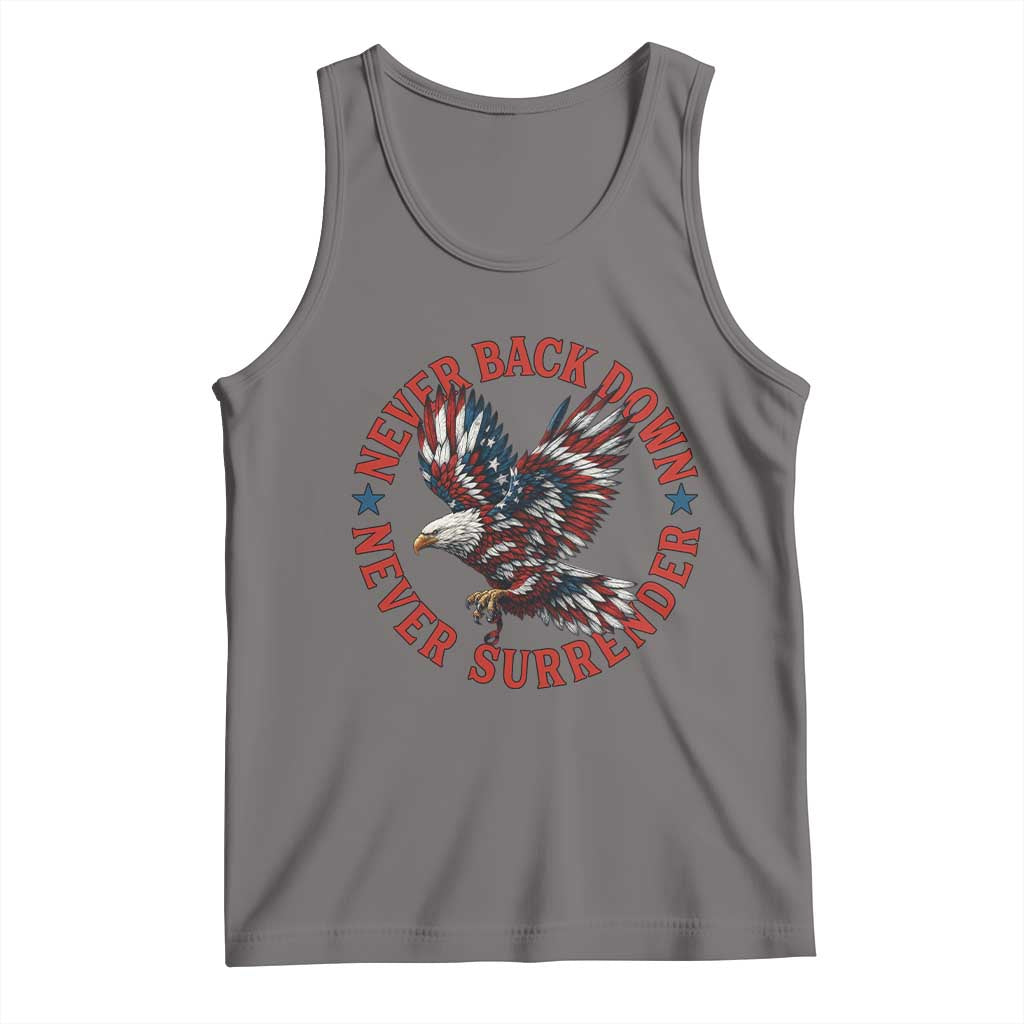 Patriotic American Eagle Graphic Tank Top Never Back Down Never Surrender Memorial for Freedom Fighters - Wonder Print Shop