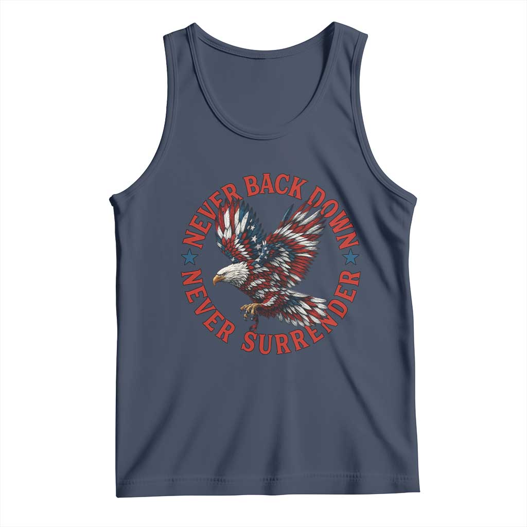 Patriotic American Eagle Graphic Tank Top Never Back Down Never Surrender Memorial for Freedom Fighters - Wonder Print Shop