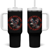 Patriotic American Eagle Graphic Tumbler With Handle Never Back Down Never Surrender Memorial for Freedom Fighters - Wonder Print Shop