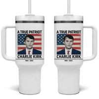 A True Patriot Memorial Tumbler With Handle Charlie Kirk Legacy The Greatness of Our Nation - Wonder Print Shop