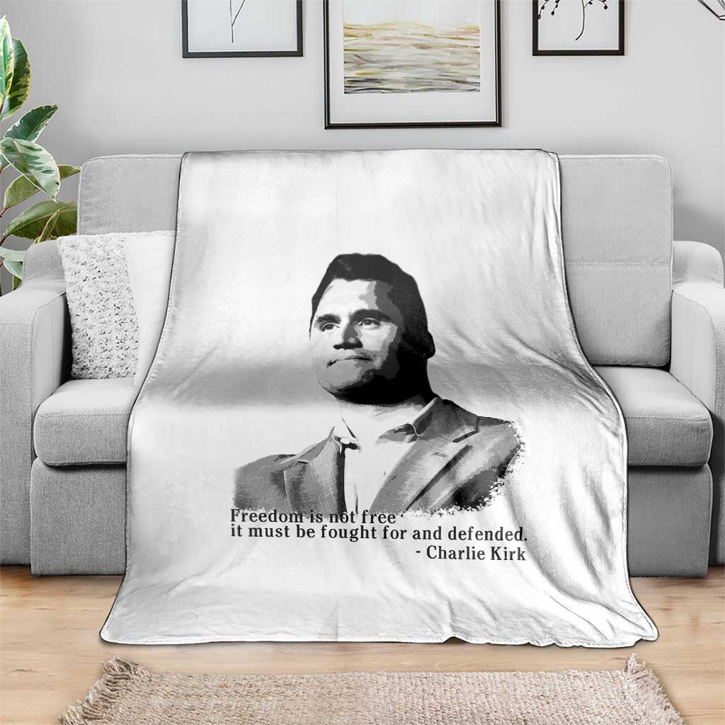 Freedom Is Not Free Throw Blanket Defender of Liberty Charlie Kirk Tribute - Wonder Print Shop