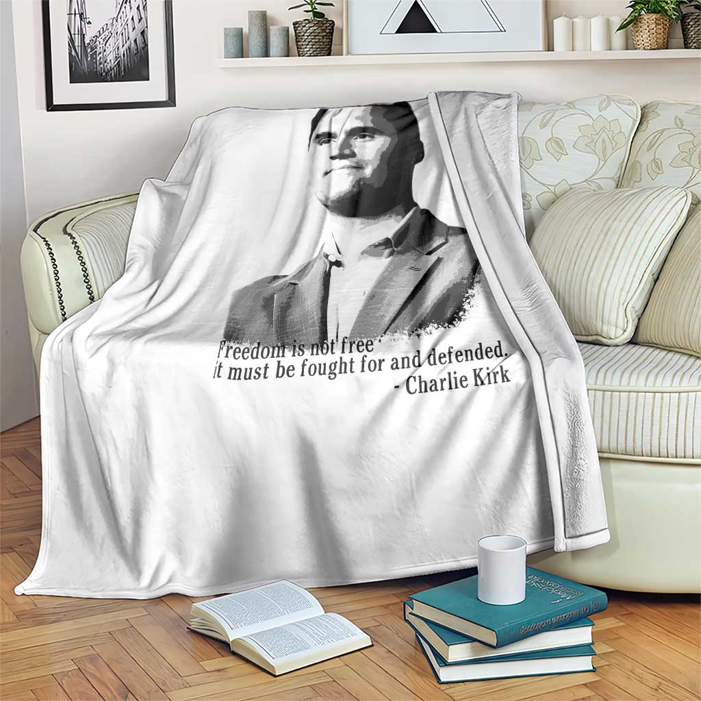 Freedom Is Not Free Throw Blanket Defender of Liberty Charlie Kirk Tribute - Wonder Print Shop