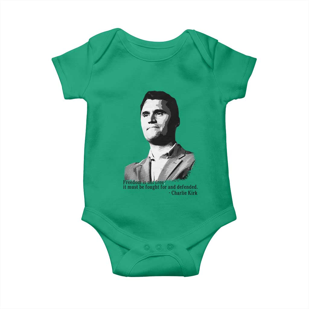 Freedom Is Not Free Baby Onesie Defender of Liberty Charlie Kirk Tribute - Wonder Print Shop