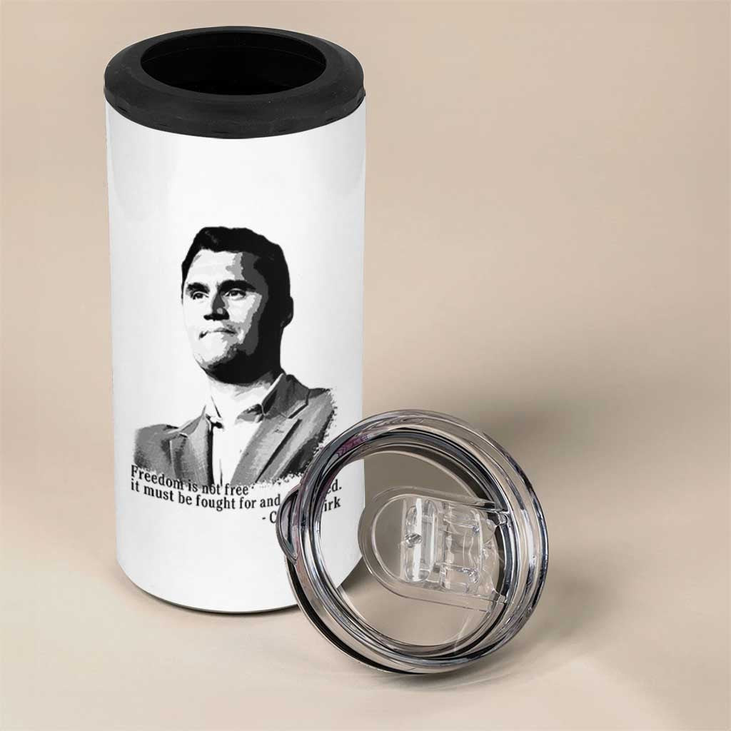 Freedom Is Not Free 4 in 1 Can Cooler Tumbler Defender of Liberty Charlie Kirk Tribute - Wonder Print Shop