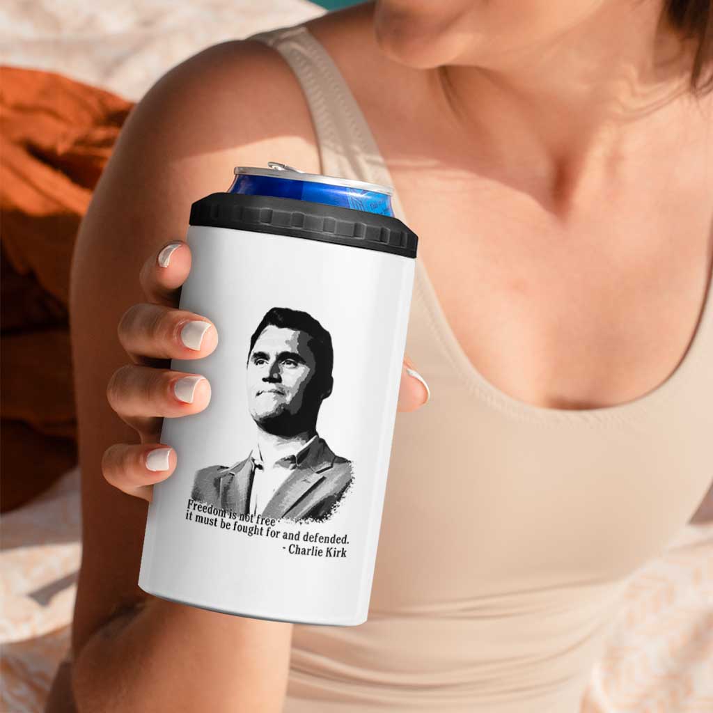 Freedom Is Not Free 4 in 1 Can Cooler Tumbler Defender of Liberty Charlie Kirk Tribute - Wonder Print Shop