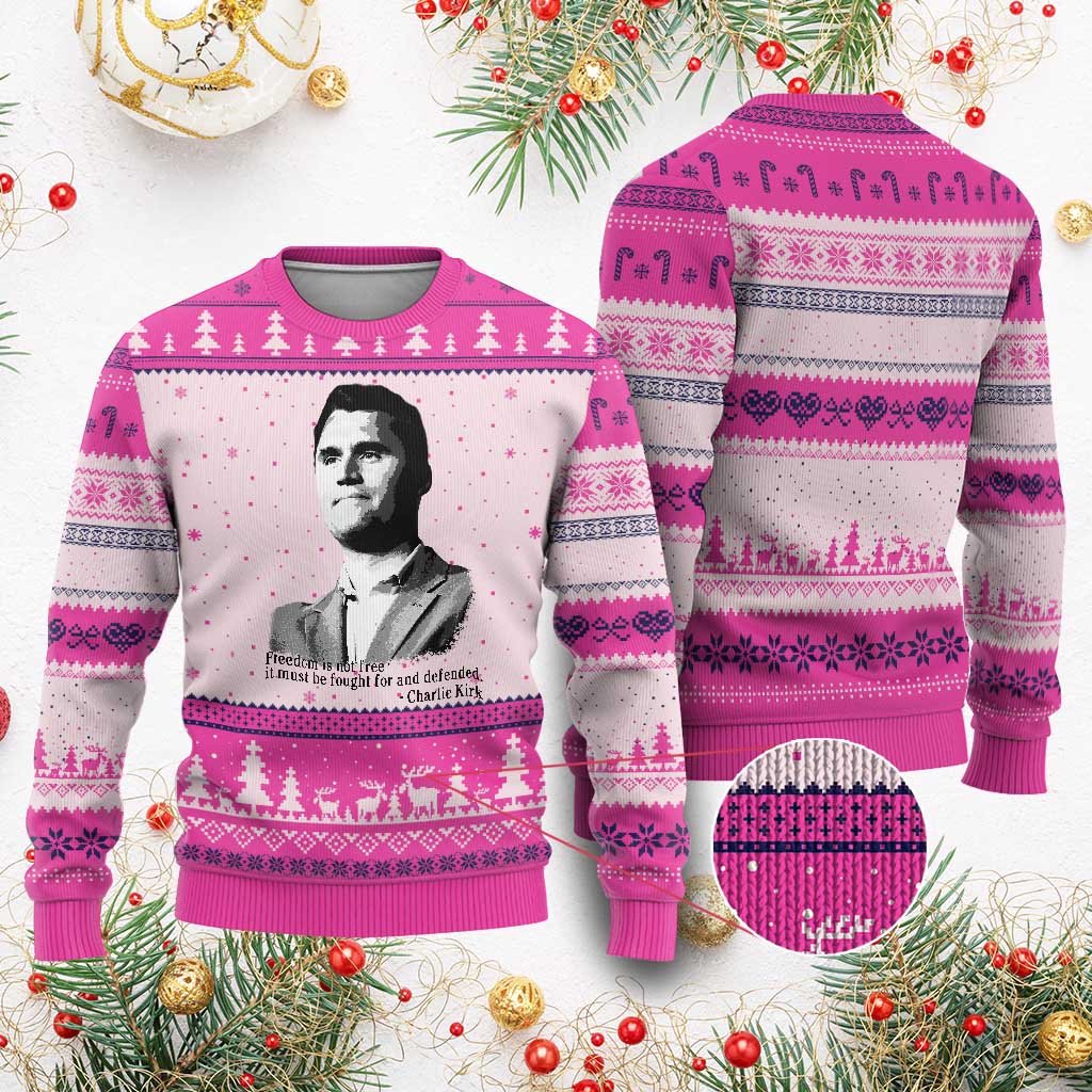 Freedom Is Not Free Ugly Christmas Sweater Defender of Liberty Charlie Kirk Tribute - Wonder Print Shop