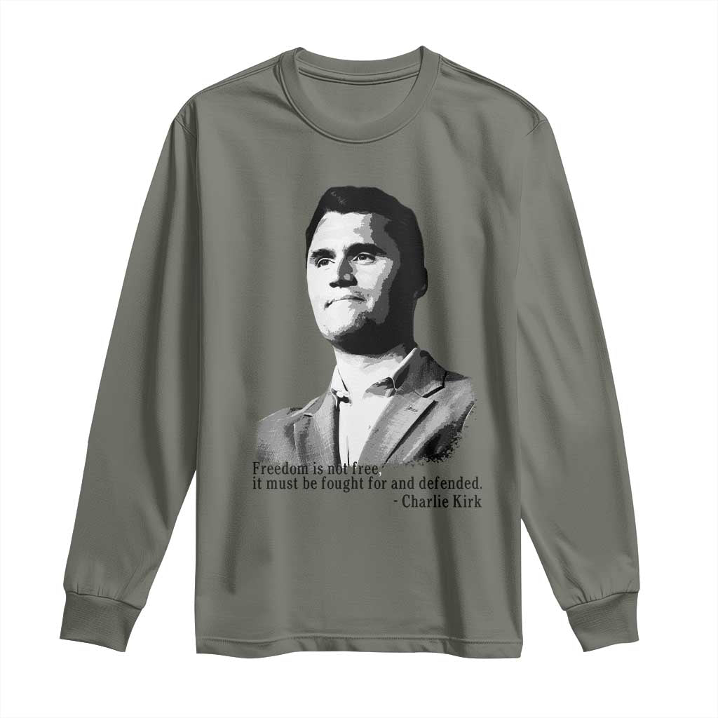 Freedom Is Not Free Long Sleeve Shirt Defender of Liberty Charlie Kirk Tribute - Wonder Print Shop