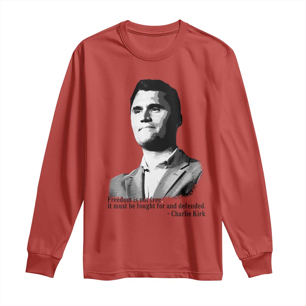 Freedom Is Not Free Long Sleeve Shirt Defender of Liberty Charlie Kirk Tribute - Wonder Print Shop