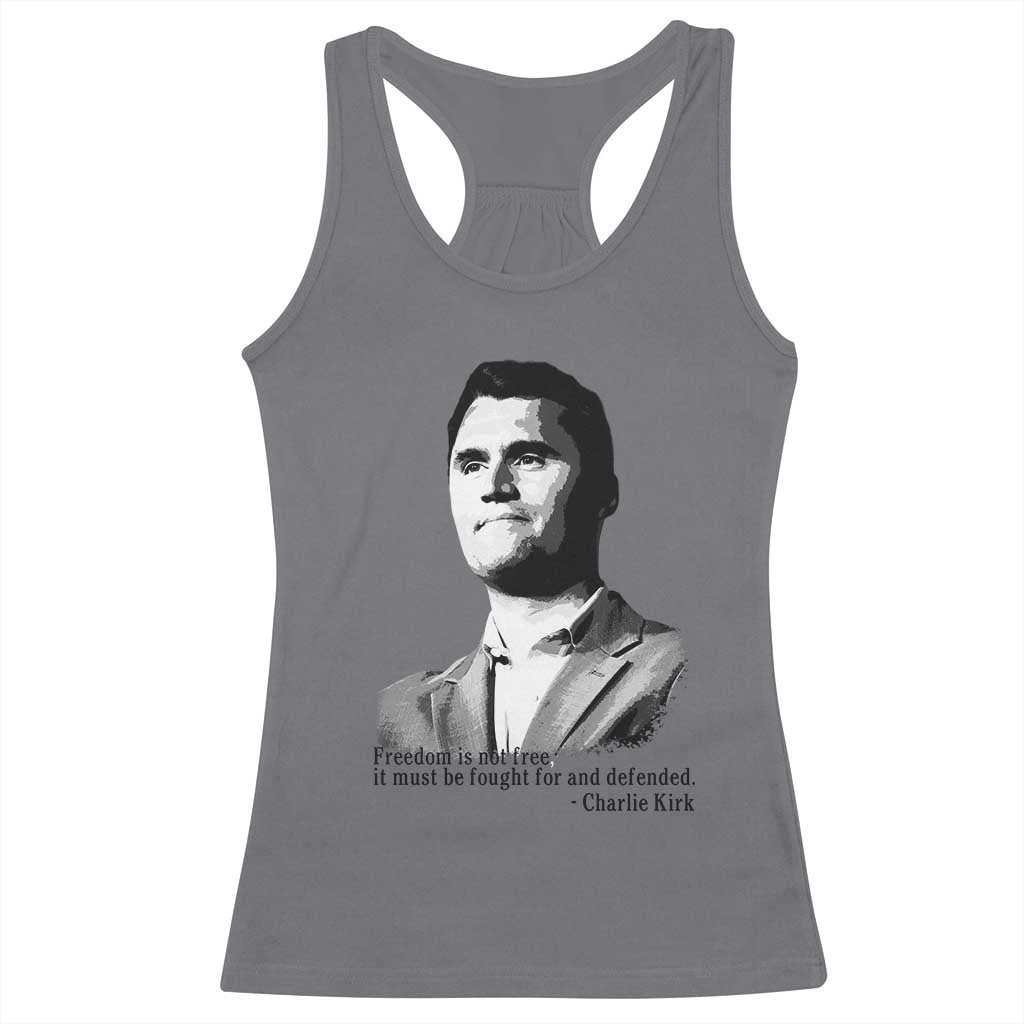 Freedom Is Not Free Racerback Tank Top Defender of Liberty Charlie Kirk Tribute - Wonder Print Shop