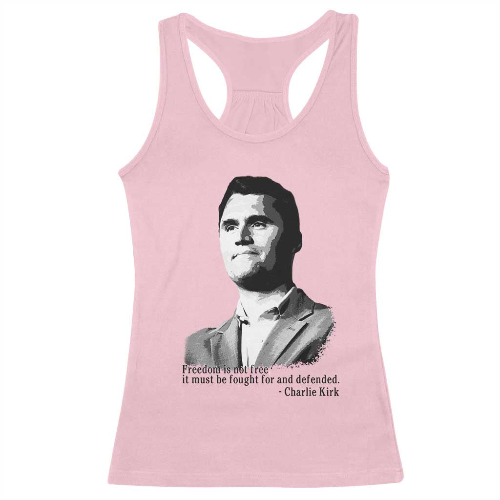 Freedom Is Not Free Racerback Tank Top Defender of Liberty Charlie Kirk Tribute - Wonder Print Shop