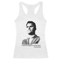 Freedom Is Not Free Racerback Tank Top Defender of Liberty Charlie Kirk Tribute - Wonder Print Shop