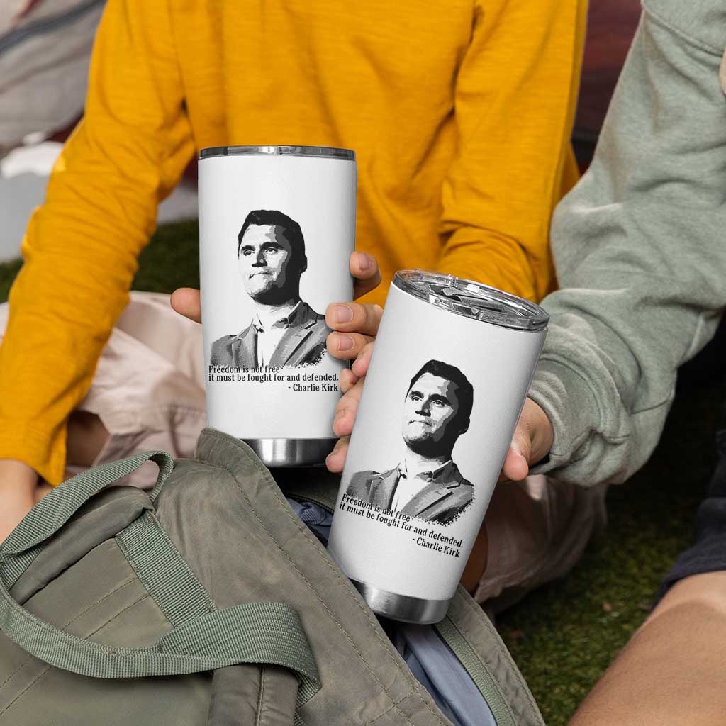 Freedom Is Not Free Tumbler Cup Defender of Liberty Charlie Kirk Tribute - Wonder Print Shop