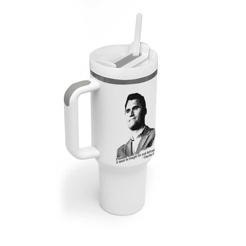 Freedom Is Not Free Tumbler With Handle Defender of Liberty Charlie Kirk Tribute - Wonder Print Shop