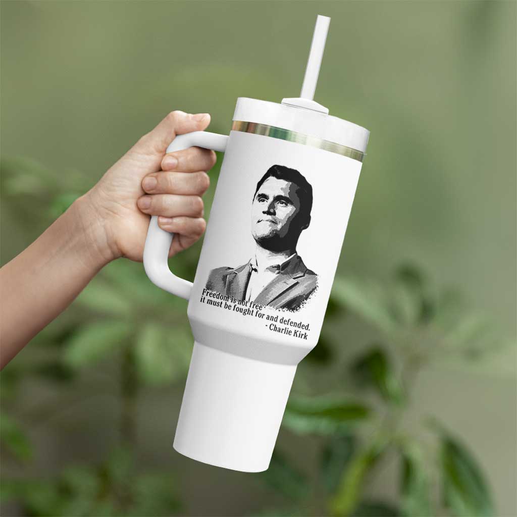 Freedom Is Not Free Tumbler With Handle Defender of Liberty Charlie Kirk Tribute - Wonder Print Shop