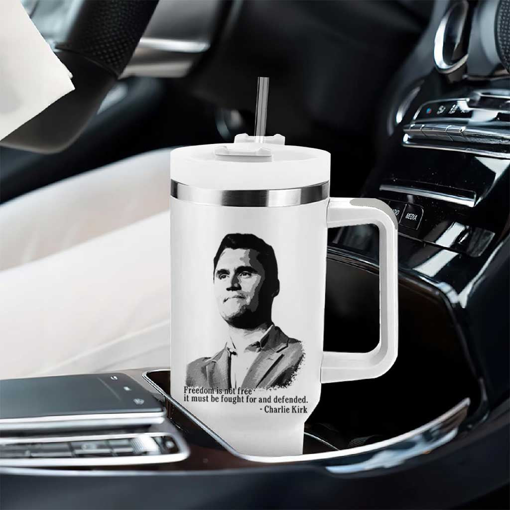 Freedom Is Not Free Tumbler With Handle Defender of Liberty Charlie Kirk Tribute - Wonder Print Shop