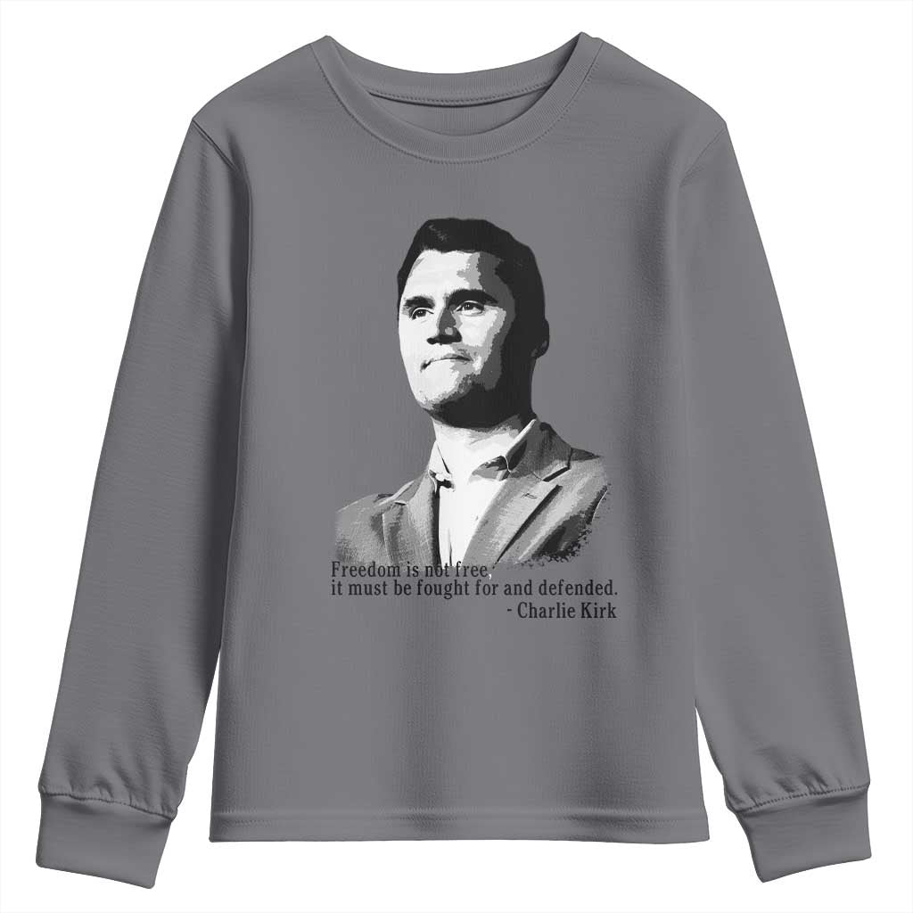 Freedom Is Not Free Youth Sweatshirt Defender of Liberty Charlie Kirk Tribute - Wonder Print Shop