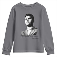 Freedom Is Not Free Youth Sweatshirt Defender of Liberty Charlie Kirk Tribute - Wonder Print Shop