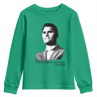 Freedom Is Not Free Youth Sweatshirt Defender of Liberty Charlie Kirk Tribute - Wonder Print Shop