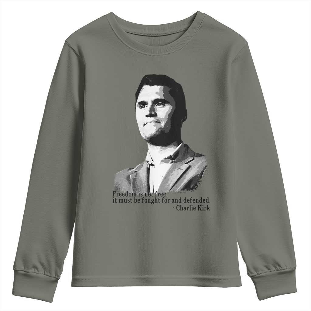 Freedom Is Not Free Youth Sweatshirt Defender of Liberty Charlie Kirk Tribute - Wonder Print Shop