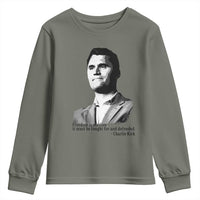 Freedom Is Not Free Youth Sweatshirt Defender of Liberty Charlie Kirk Tribute - Wonder Print Shop