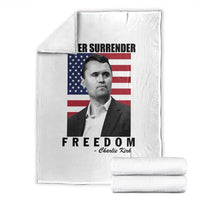 Never Surrender Freedom Throw Blanket Patriotic Charlie Kirk Tribute American Flag - Wonder Print Shop
