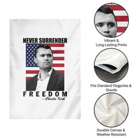 Never Surrender Freedom Garden Flag Patriotic Charlie Kirk Tribute American Flag - Wonder Print Shop