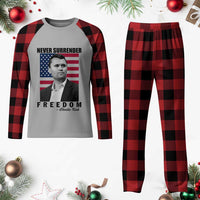 Never Surrender Freedom Plaid Pajama Set Patriotic Charlie Kirk Tribute American Flag - Wonder Print Shop
