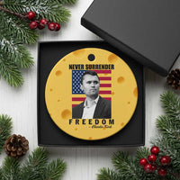 Never Surrender Freedom Ceramic Ornament Patriotic Charlie Kirk Tribute American Flag - Wonder Print Shop