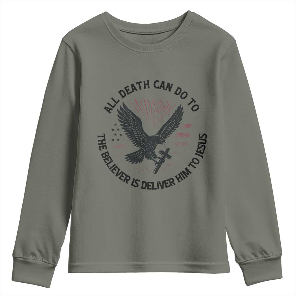 Christian Faith Patriotic Youth Sweatshirt Death Deliver The Believer To Jesus American Eagle Graphic - Wonder Print Shop