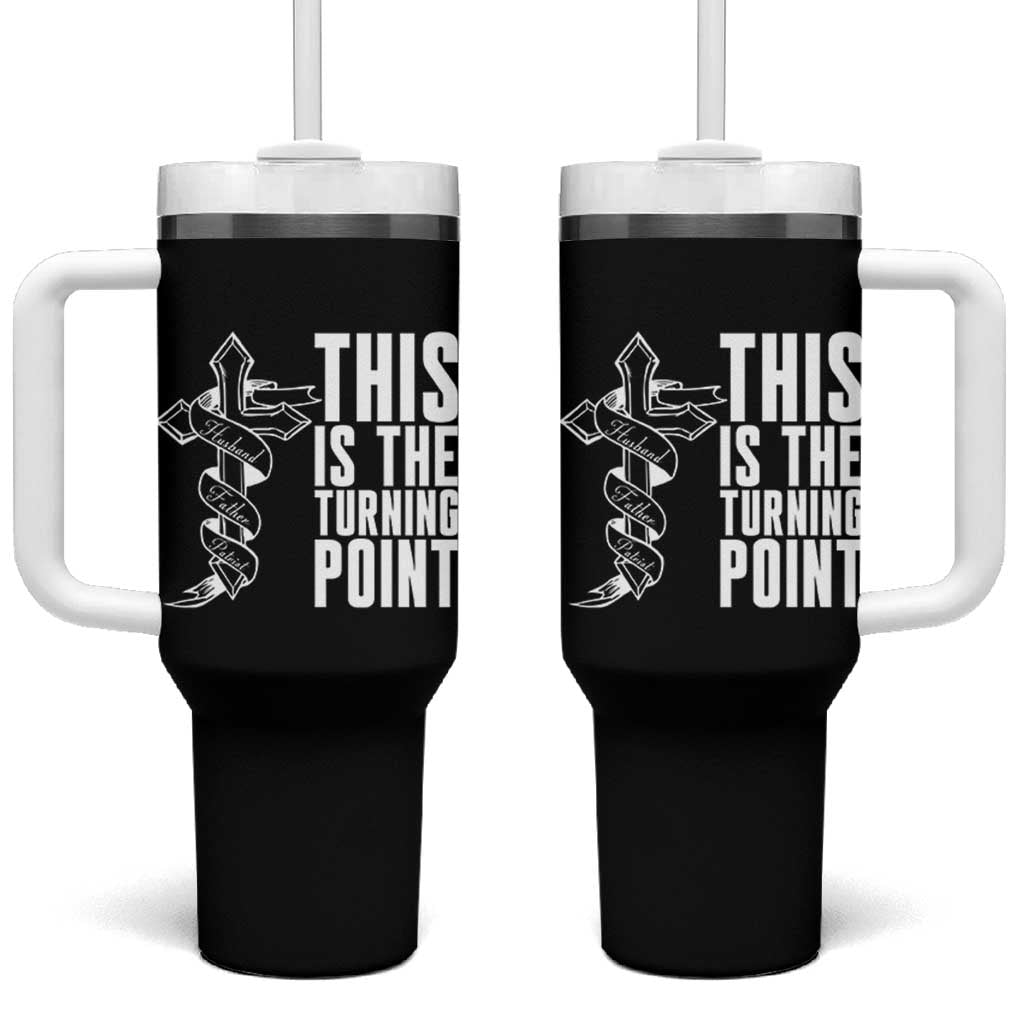 This is the Turning Point Tumbler With Handle Husband Father Patriot Charlie Kirk Tribute Christian Faith - Wonder Print Shop