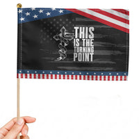 This is the Turning Point Patriotic Handheld Flag Husband Father Patriot Charlie Kirk Tribute Christian Faith