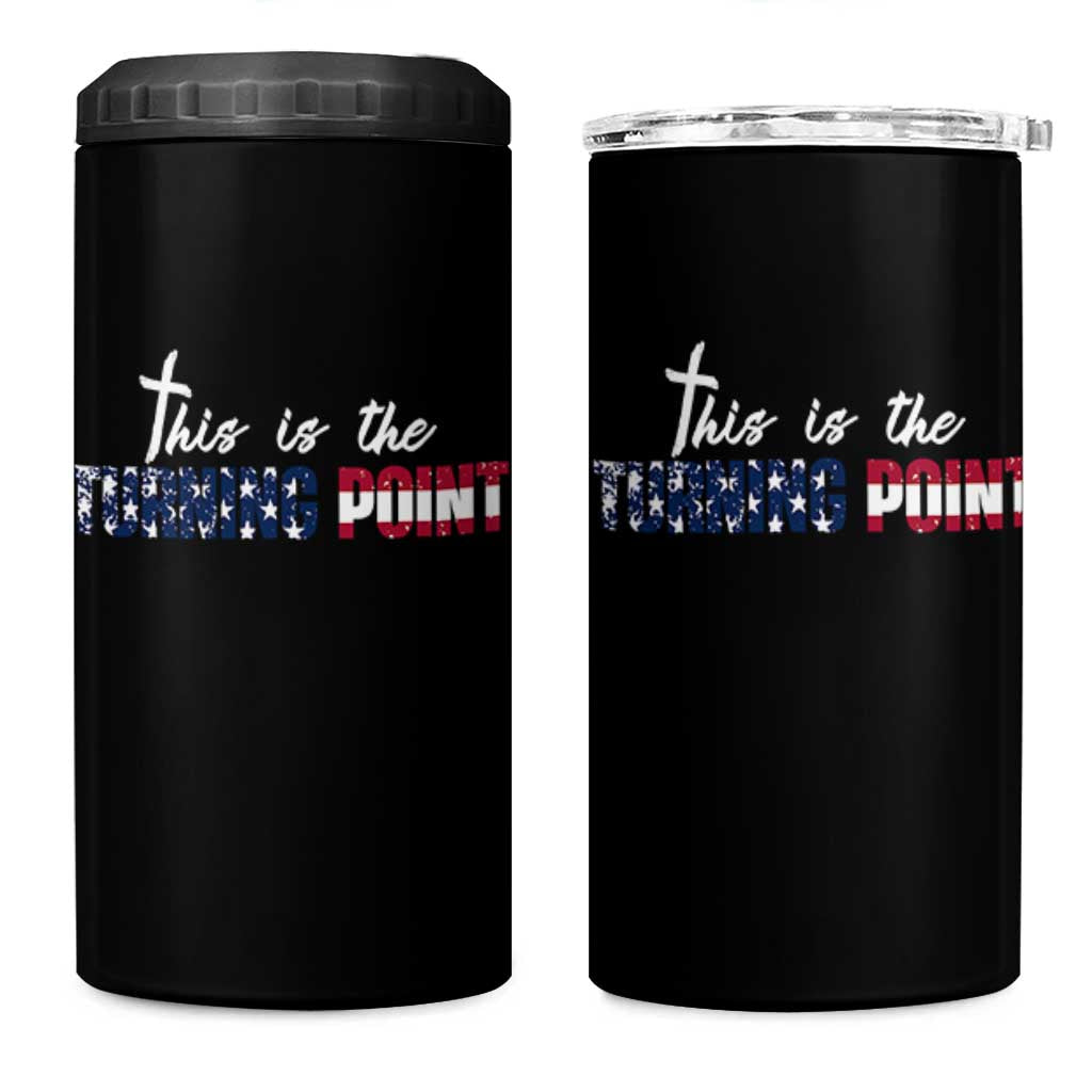 This is The Turning Point 4 in 1 Can Cooler Tumbler Patriotic American Flag Graphic - Wonder Print Shop