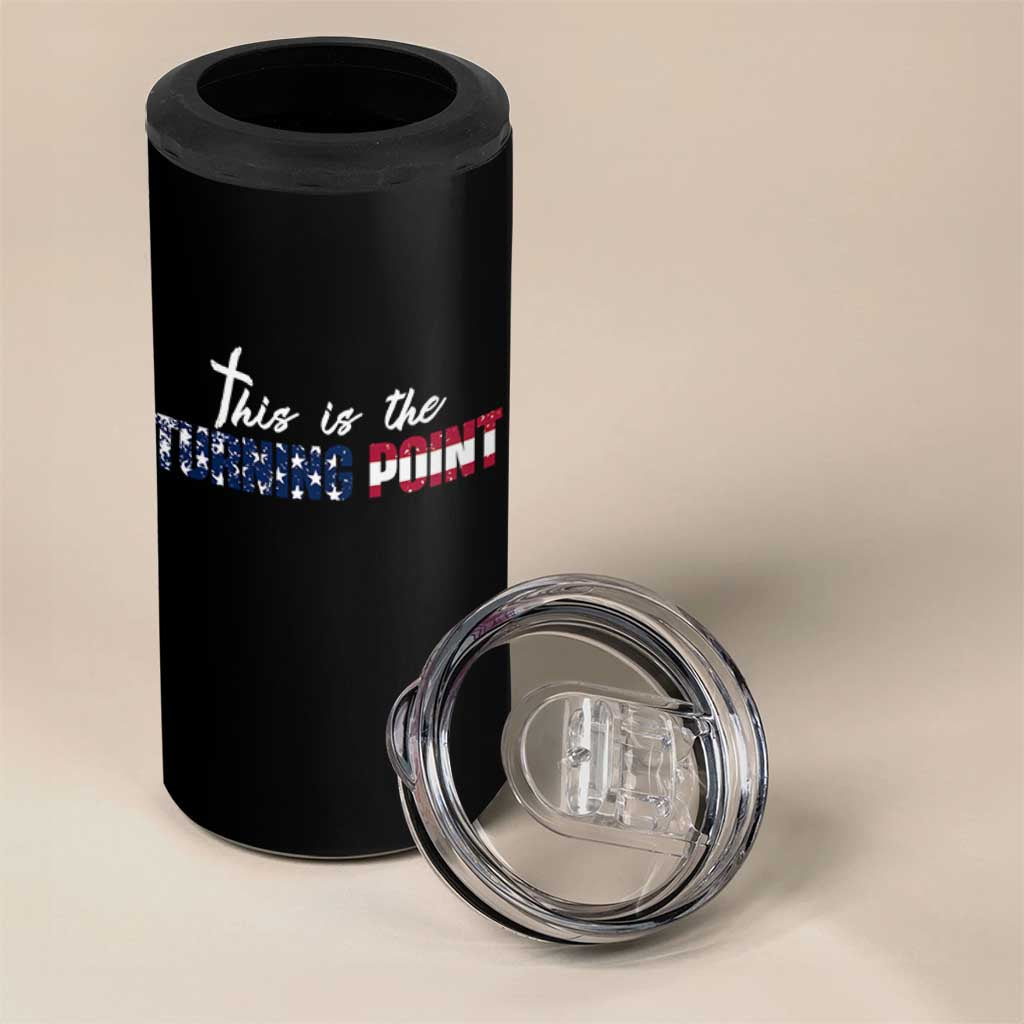 This is The Turning Point 4 in 1 Can Cooler Tumbler Patriotic American Flag Graphic - Wonder Print Shop