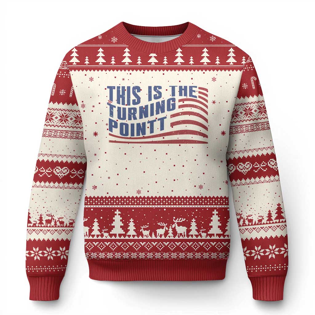 This is The Turning Point Ugly Christmas Sweater USA Flag America True Patriot - Wonder Print Shop