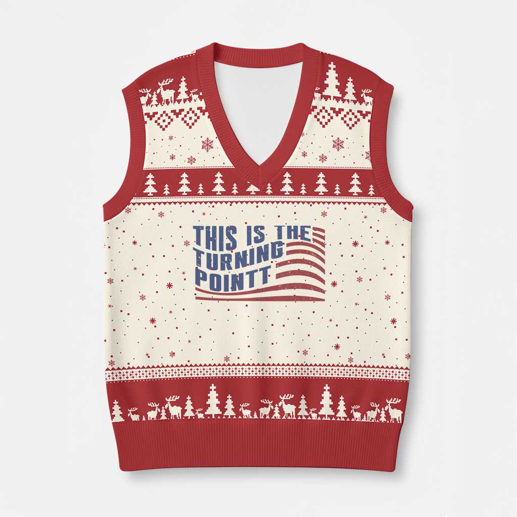 This is The Turning Point V-Neck Knit Sweater Vest USA Flag America True Patriot - Wonder Print Shop