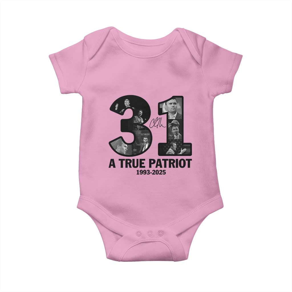 Freedom Number 31 Tribute Graphic Baby Onesie Thank You Charlie Kirk A True Patriot Memorial - Wonder Print Shop