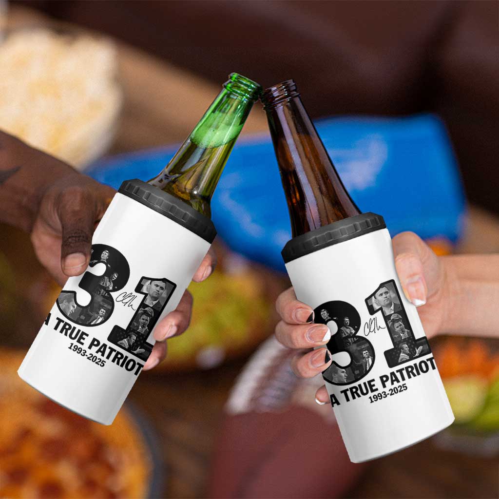 Freedom Number 31 Tribute Graphic 4 in 1 Can Cooler Tumbler Thank You Charlie Kirk A True Patriot Memorial - Wonder Print Shop